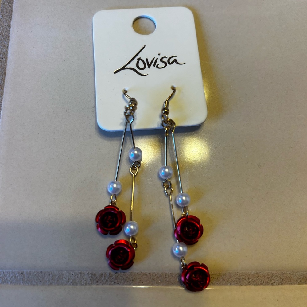 Lovisa Roses and Pearl Dangling Earrings